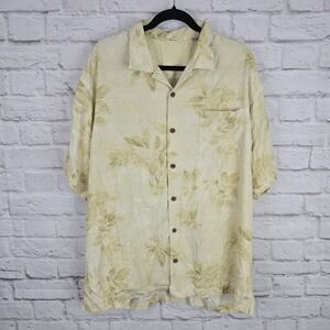Tommy Bahama XL 100% Silk Short-Sleeve Shirt Leaf Print Button-Up Casual‎